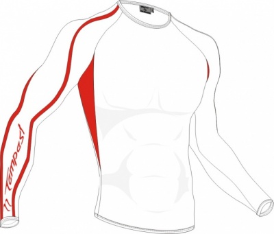 SALE Tempest Bio Tec Style White Red  Unisex  Long Sleeve Undershirt